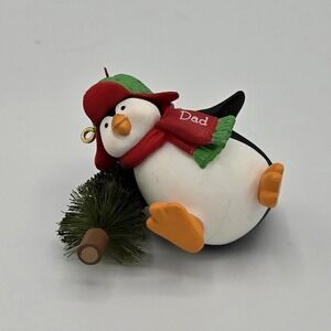 Hallmark Keepsake Dad Ornament Penguin With Christmas Tree 2003 Vintage Scarf